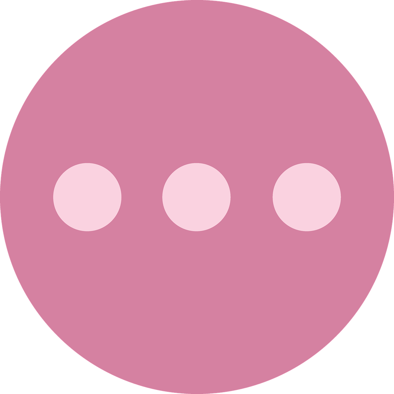 a pink speech bubble with three white dots, inspired by Kōno Bairei, textless, nonbinary model, rondel, !5 three eyed goddesses