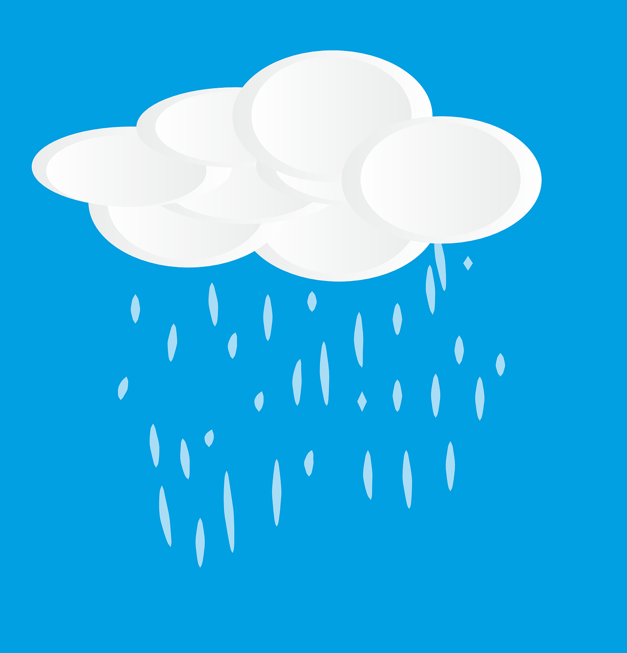 a cloud with rain coming out of it, an illustration of, conceptual art, simple and clean illustration, with a blue background, illustration, drops