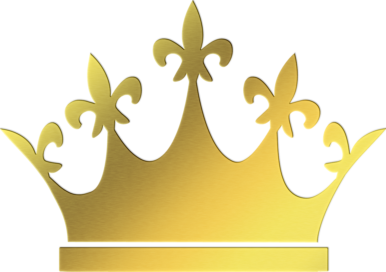 a gold crown with fleurons on a black background, pixabay, quirky king of faes ( with long, award-winning”, rectangular, cut