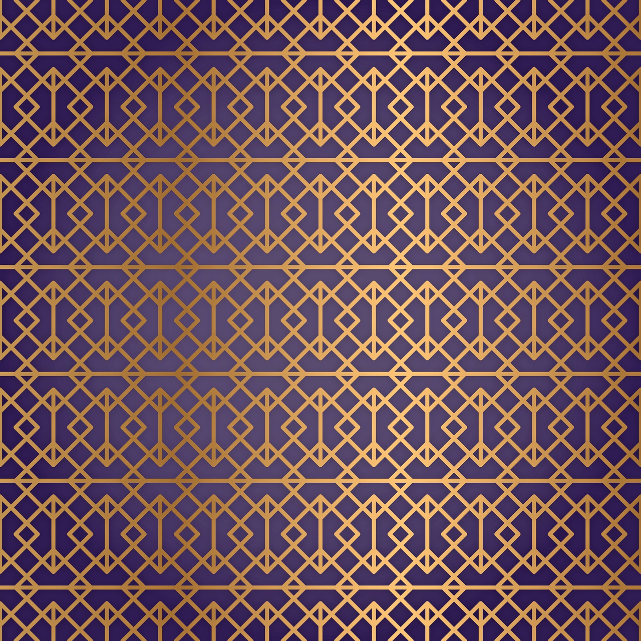 a purple and gold geometric pattern, vector art, by Kanō Tan'yū, shutterstock, art deco, indigo background, detailed grid as background, symmetry illustration