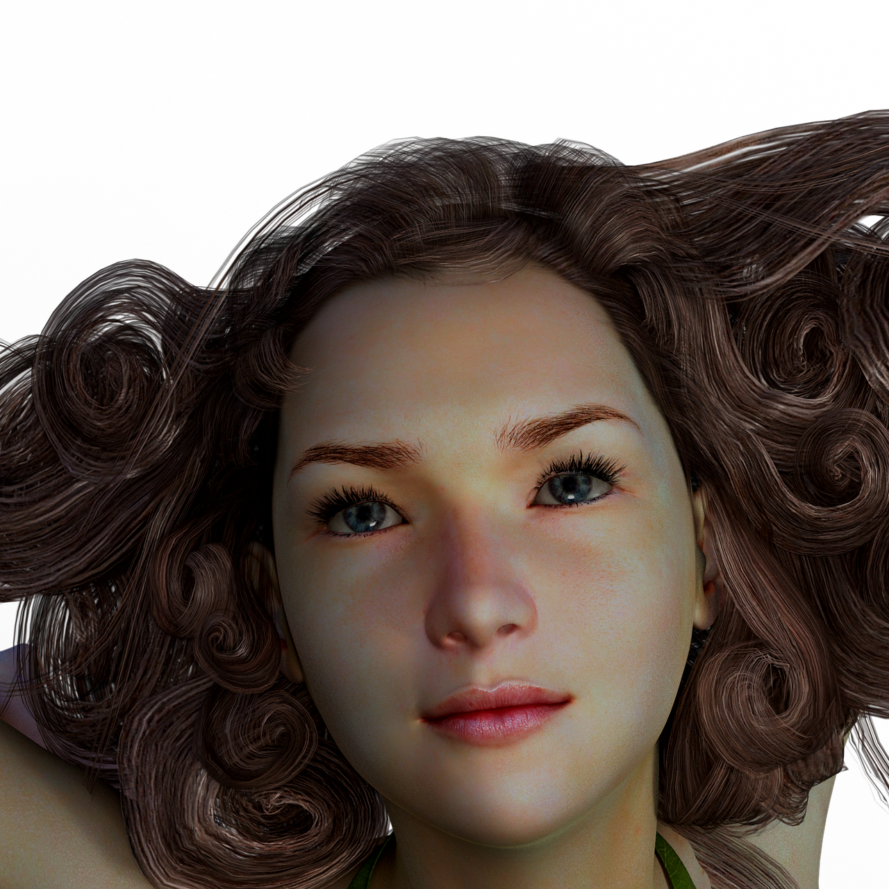 a close up of a woman with long hair, a 3D render, inspired by Daphne Fedarb, very pretty face, young face, glamorous aerith portrait, extreme detailed face and body