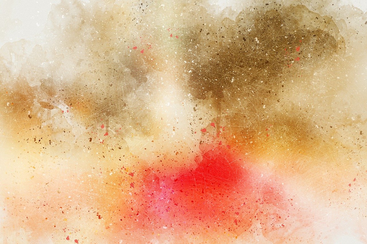 a watercolor painting of a red and yellow fire hydrant, a minimalist painting, inspired by Emil Carlsen, shutterstock, abstract art, brown background, blurred and dreamy illustration, chalk texture on canvas, colorful nebula background