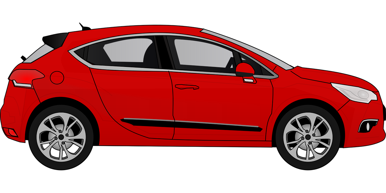 a red hatch hatch hatch hatch hatch hatch hatch hatch hatch hatch hatch hatch hatch hatch hatch hatch, a cartoon, by Tadeusz Makowski, pixabay, black car, from the side, lit from the side, shaded