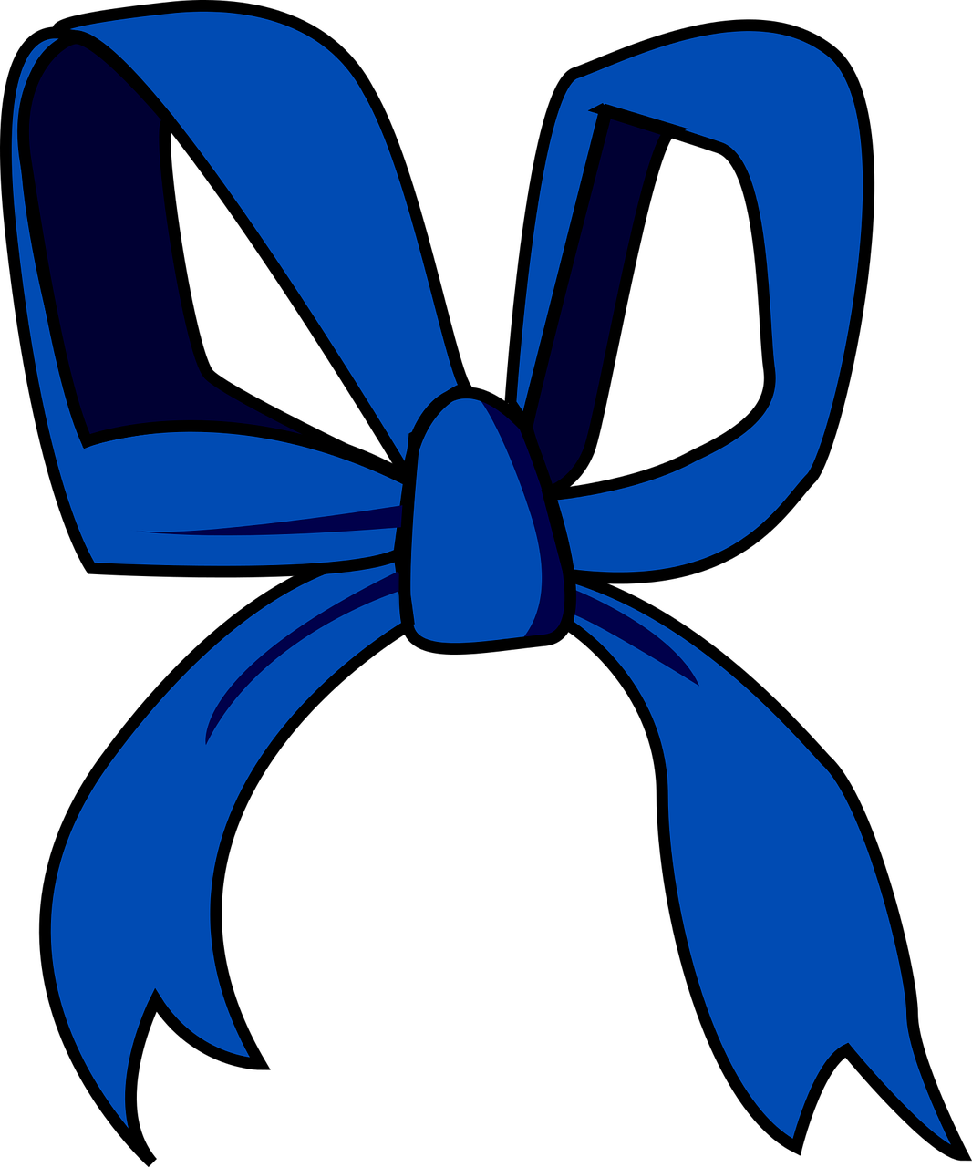 a blue bow on a black background, a cartoon, pixabay, sōsaku hanga, hair in a ponytail, john egbert, loosely cropped, holiday season