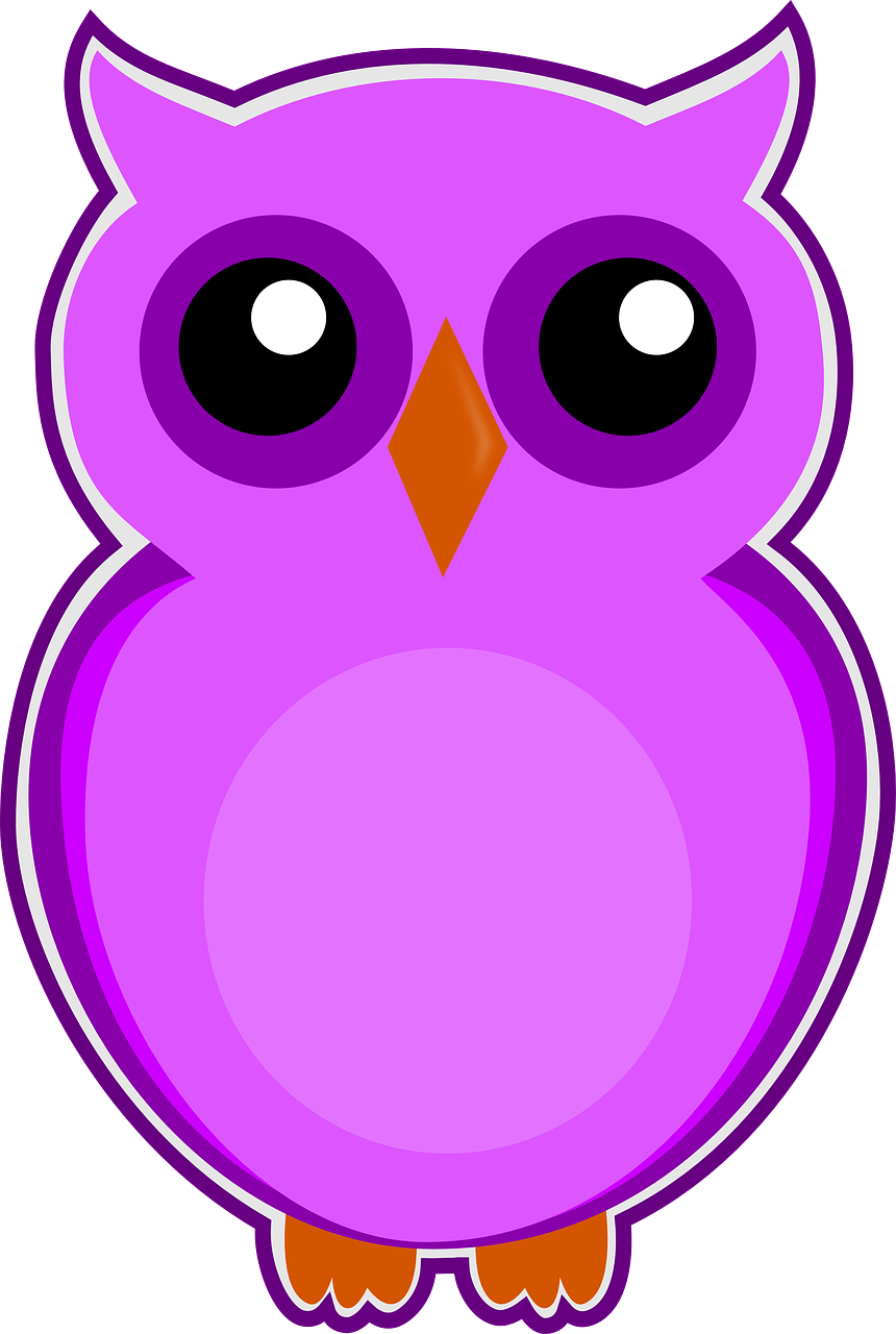 a purple owl with big eyes, vector art, pixabay, digital art, amoled, duck, oct, ori
