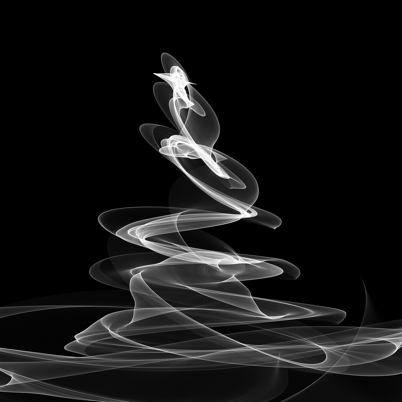 a black and white photo of a wave of smoke, digital art, inspired by Anna Füssli, generative art, hd phone wallpaper, simple tree fractal, holiday season, whirling