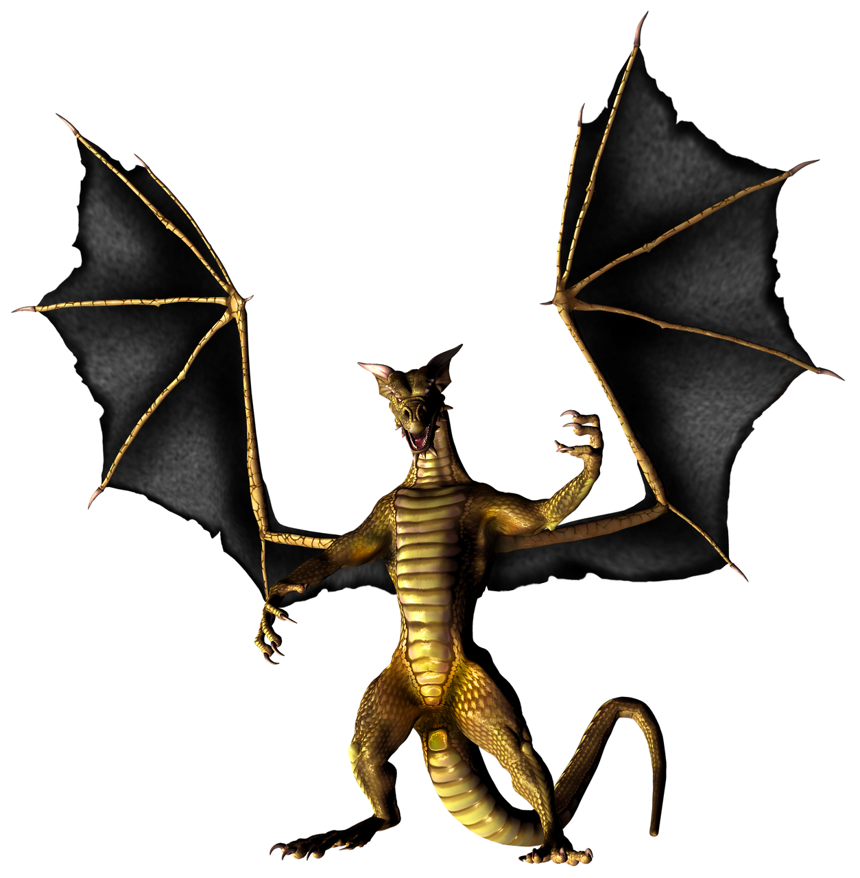 a close up of a statue of a dragon, a raytraced image, inspired by Wayne Barlowe, digital art, fully posable, on black background, a humanoid mosquito, photo render