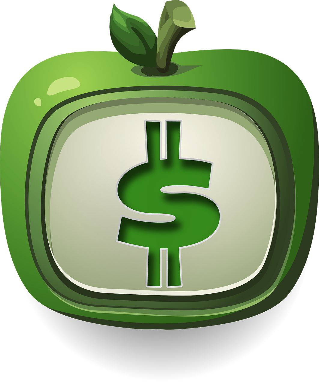 a green apple with a dollar sign on it, by Ivan Trush, digital art, television show, panel, custom, icon