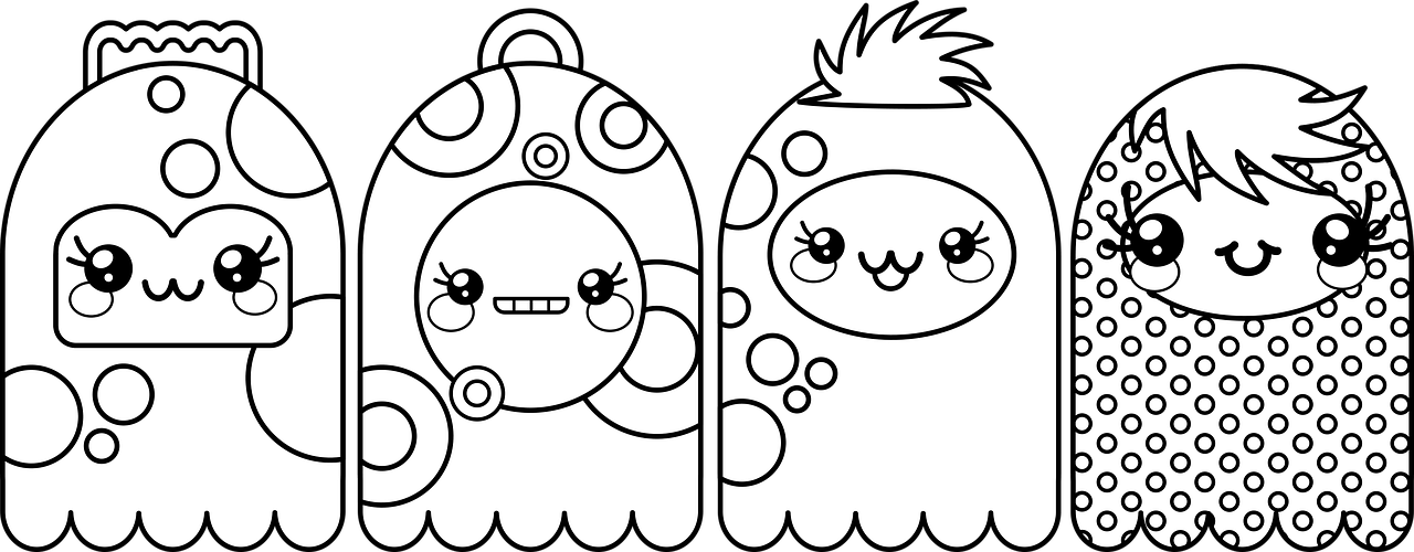 a group of cartoon monsters standing next to each other, vector art, inspired by Takashi Murakami, deviantart, toyism, twintails white_gloves, lineart behance hd, medium shot of two characters, mittens