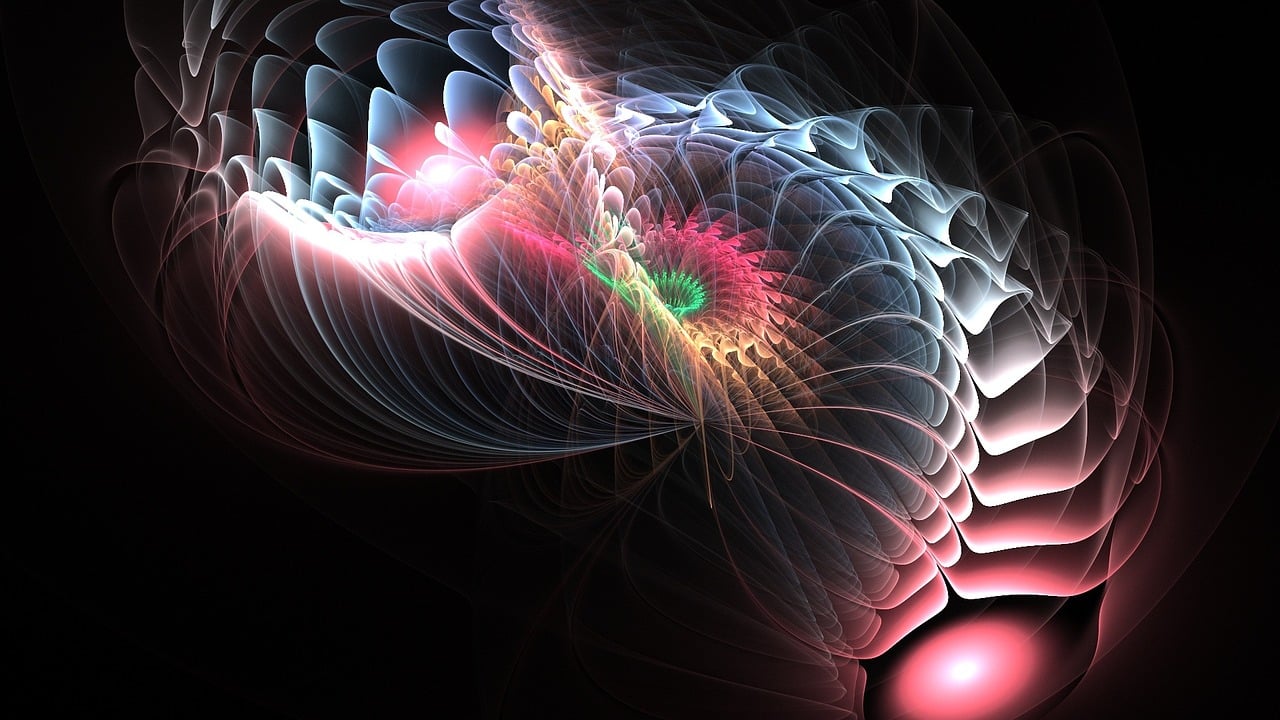 a computer generated image of a human brain, digital art, by Daniel Chodowiecki, flickr, generative art, iridescent fractal whirls, glowing feathers, mobile wallpaper, whirling