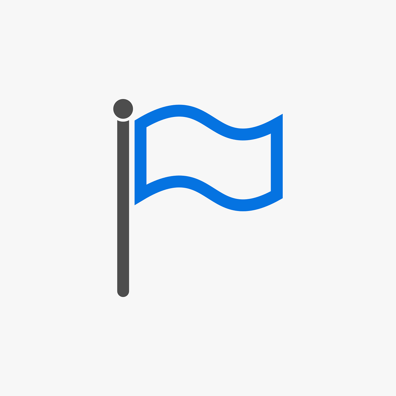 a blue and white flag on a pole, trending dribbble, simplified forms, gray, waving