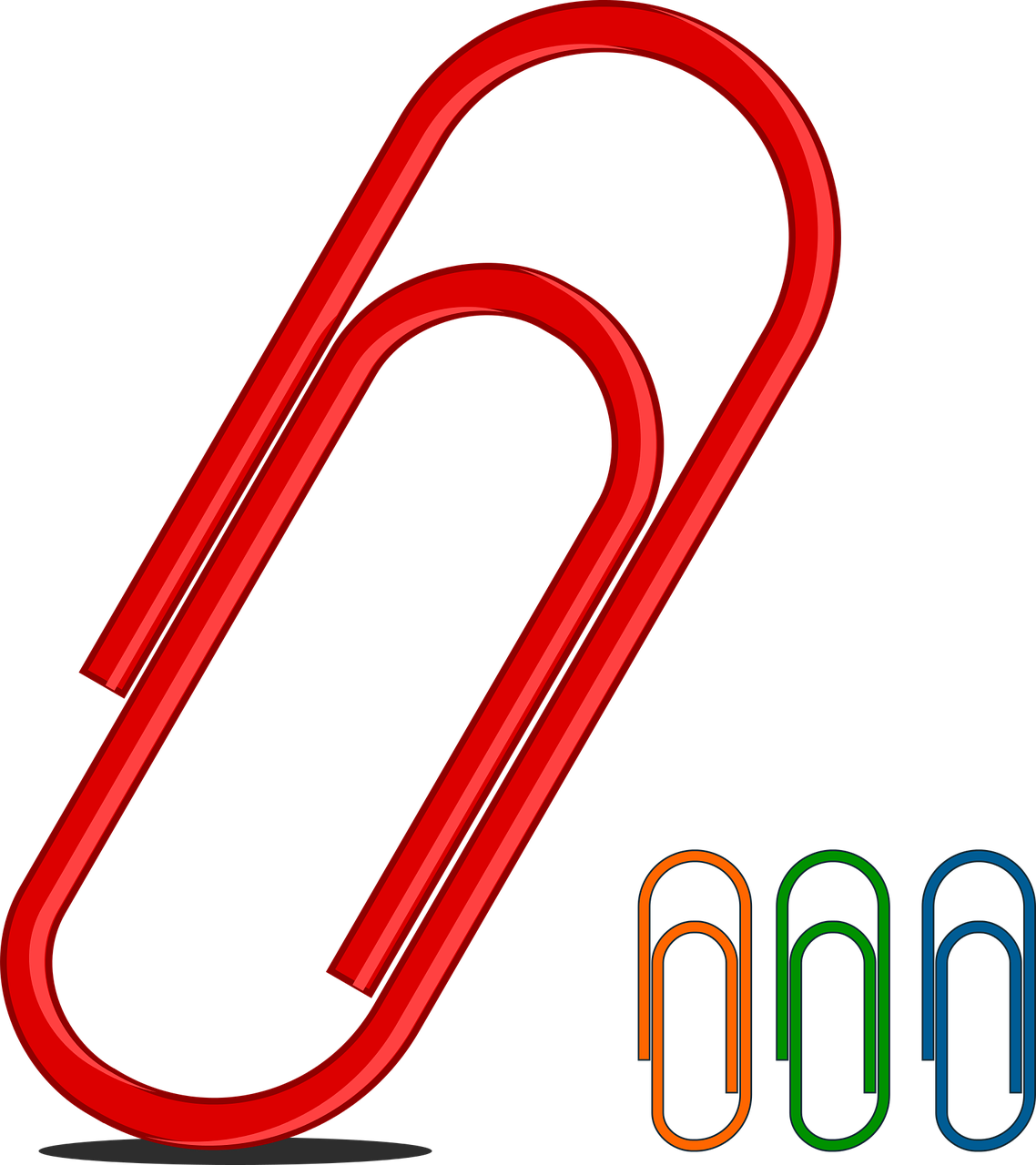 a pair of paper clips next to each other, by Andrei Kolkoutine, computer art, 4 colors!!!, red neon, clip art, bright on black