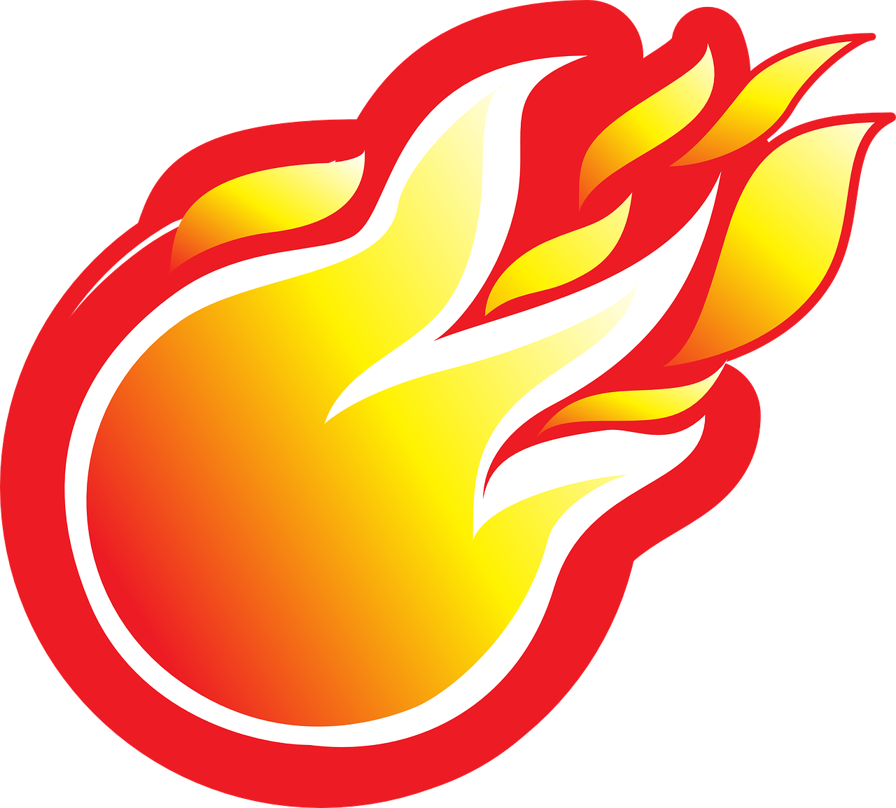 a red and yellow fireball on a black background, clipart icon, blazing engines, kid, shell