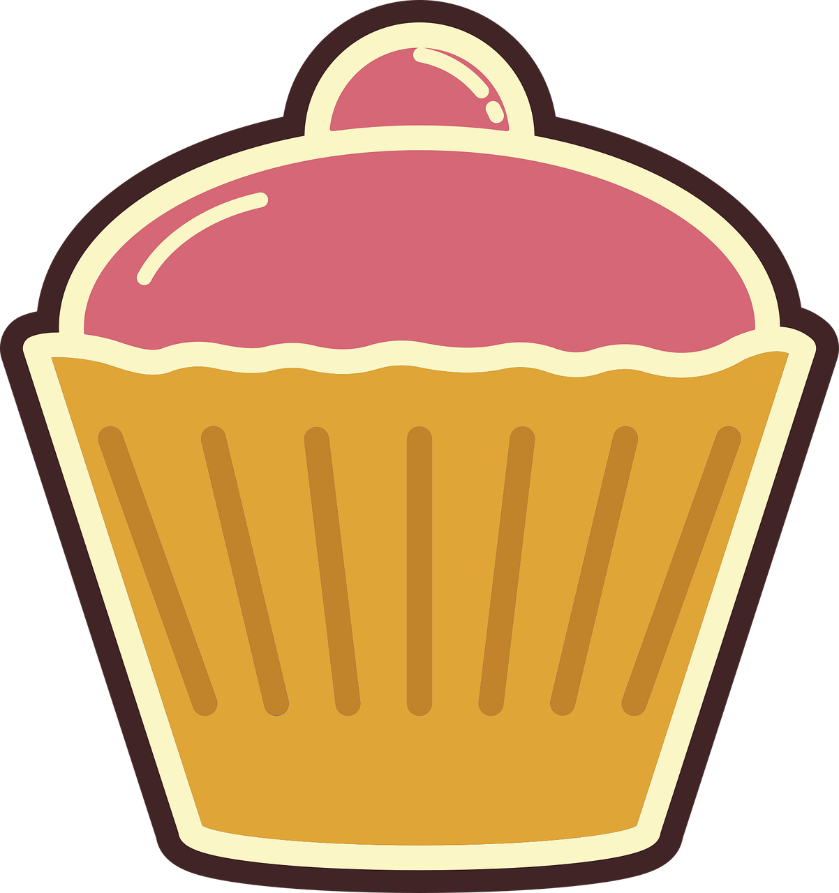 a cupcake with a cherry on top, a digital rendering, pop art, hero shot, icon, plain, with a black background