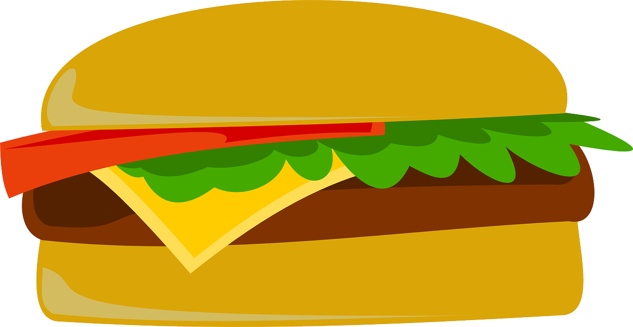 a cheeseburger with lettuce and tomato on it, a picture, pixabay, conceptual art, shade, brown bread with sliced salo, sideview, flattened