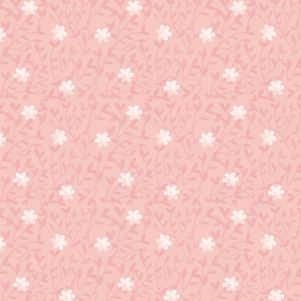 a pink background with white flowers and leaves, a digital rendering, inspired by Katsushika Ōi, sōsaku hanga, meadow background, tileable, 1128x191 resolution, yayoi kasuma