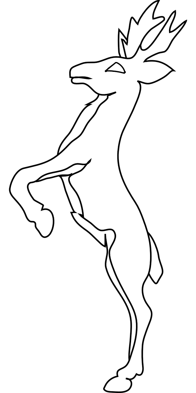 a white horse standing on its hind legs, lineart, inspired by João Artur da Silva, pixabay, matisse caravaggio, subject: kangaroo, white on black, logo without text