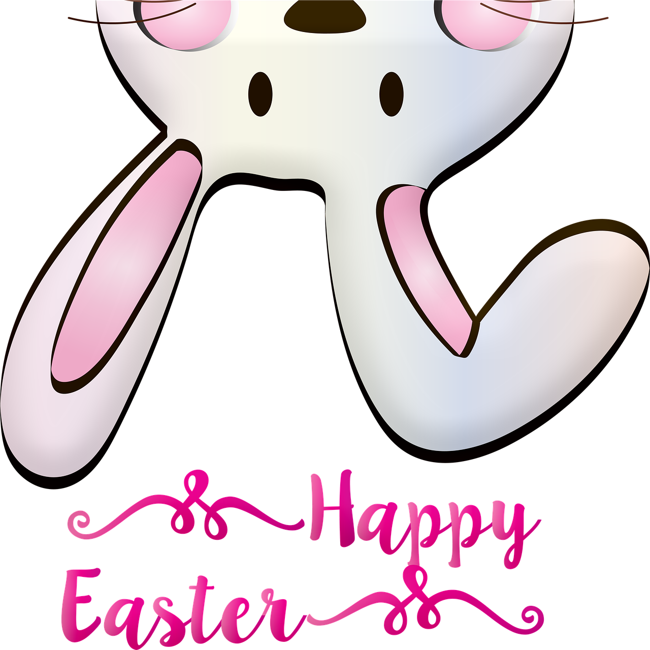 a close up of a bunny face on a black background, a digital rendering, by Elaine Hamilton, shutterstock, cute fumo plush bunny girl, with a happy expression, easter, background image
