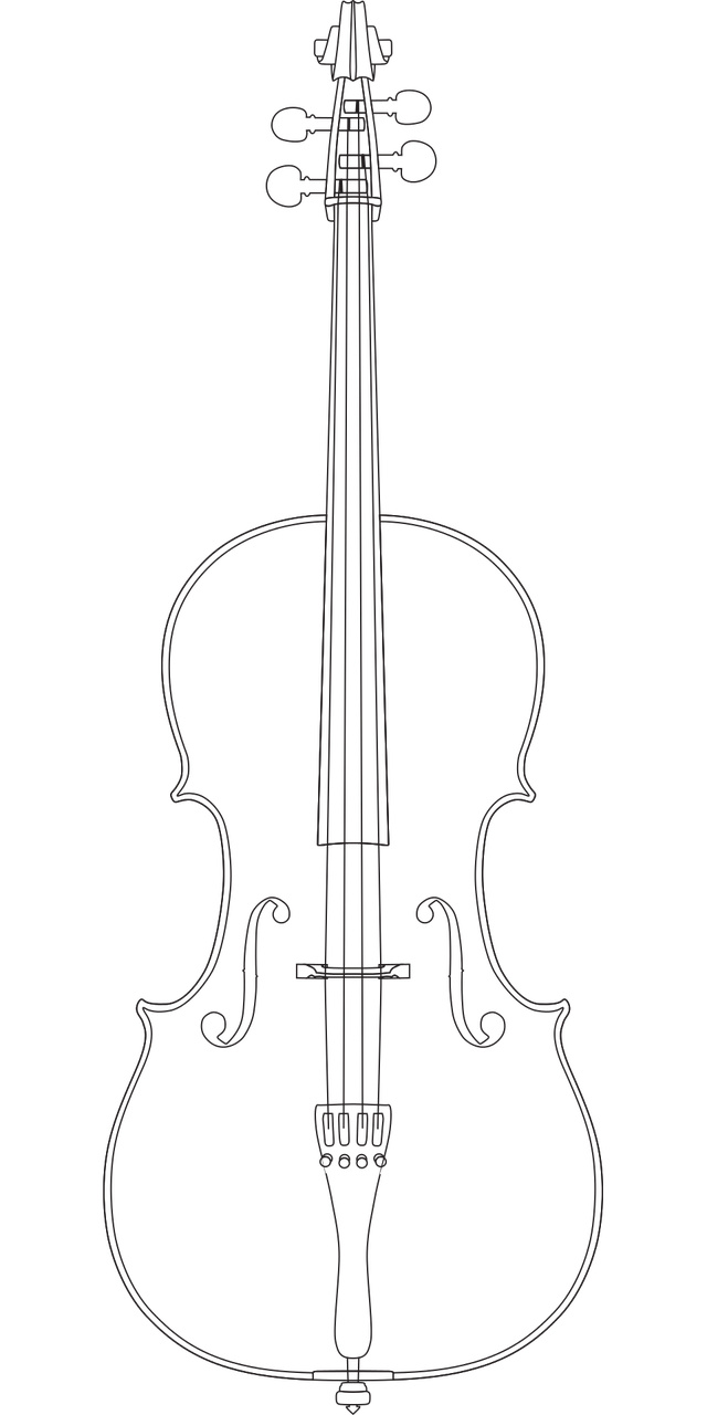 a drawing of a violin on a black background, lineart, by Andrei Kolkoutine, vanitas, background image, black lacquer, cello, symmetrical image