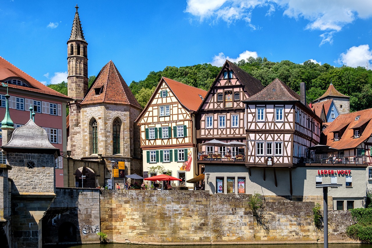 a group of buildings next to a body of water, by Juergen von Huendeberg, shutterstock, renaissance, black forest, 12th century apothecary shop, usa-sep 20, pittsburgh