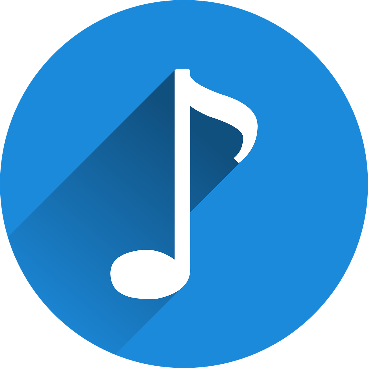 a white musical note on a blue circle, an album cover, by Joe Sorren, pixabay, tachisme, game icon asset, avatar image, flat icon, -n9