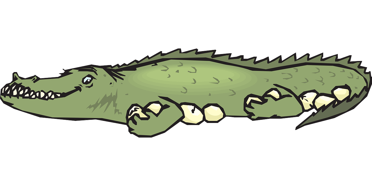 a cartoon crocodile laying down with its mouth open, inspired by Masamitsu Ōta, hurufiyya, banner, wikihow illustration, skinny, relaxing after a hard day