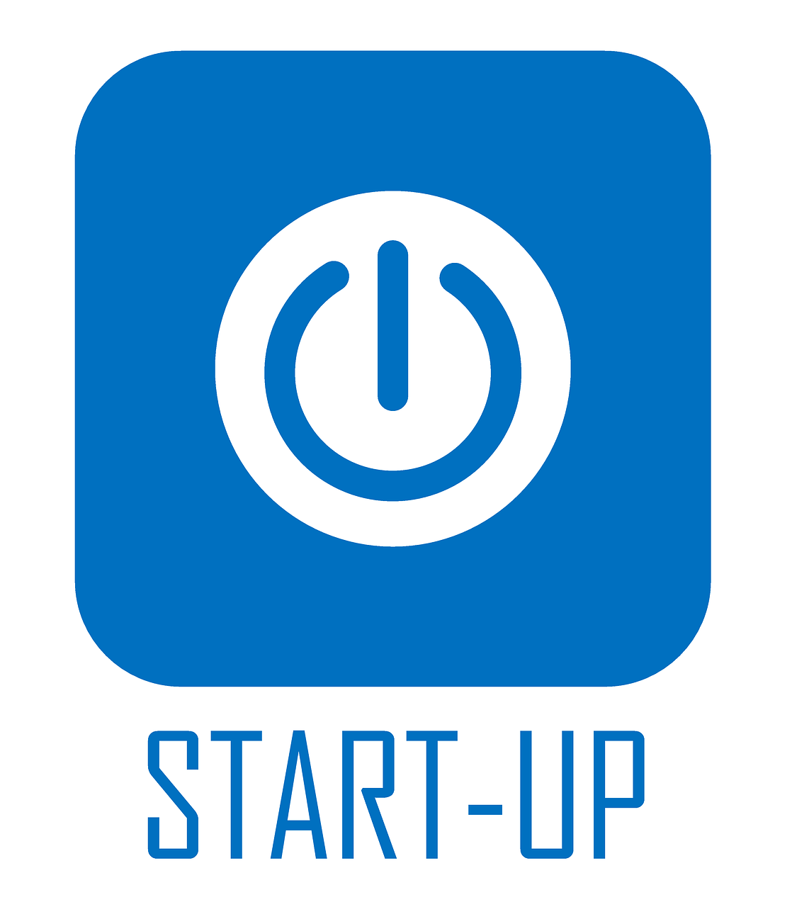 a blue button with the word start - up on it, by Ramón Silva, pixabay, art nouveau, flat icon, stand, incubator medpods, protrait