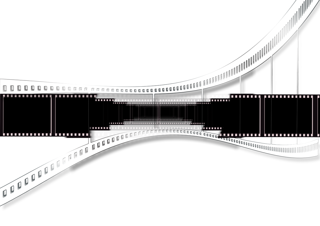 a black and white photo of a film strip, digital art, inspired by László Mednyánszky, pixabay, video art, white moon and black background, color footage, ! movie scene, an illustration