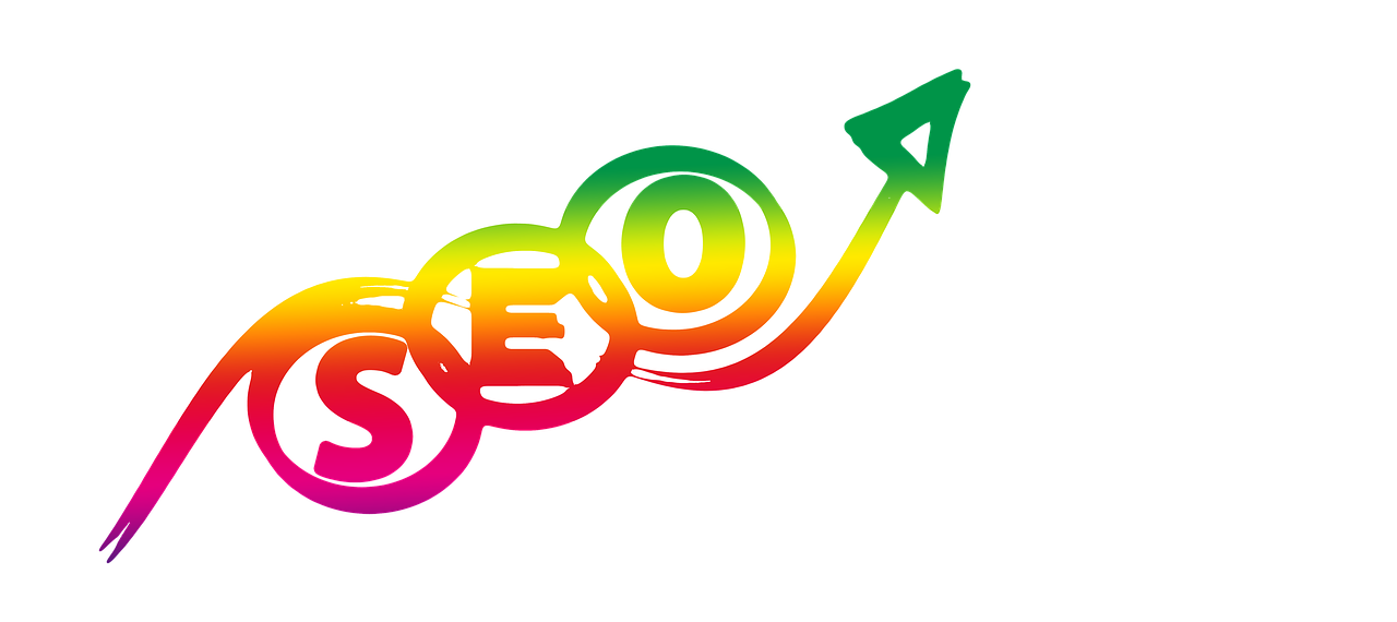 a colorful arrow with the word seo on it, a digital rendering, pixabay, art nouveau, black main color, gay pride, unco corporate banner, 2 d