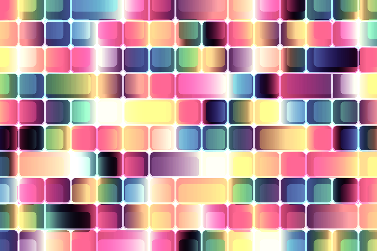 a multicolored pattern of squares and rectangles, shutterstock, shiny background, icon pattern, yummy, colorful palette illustration