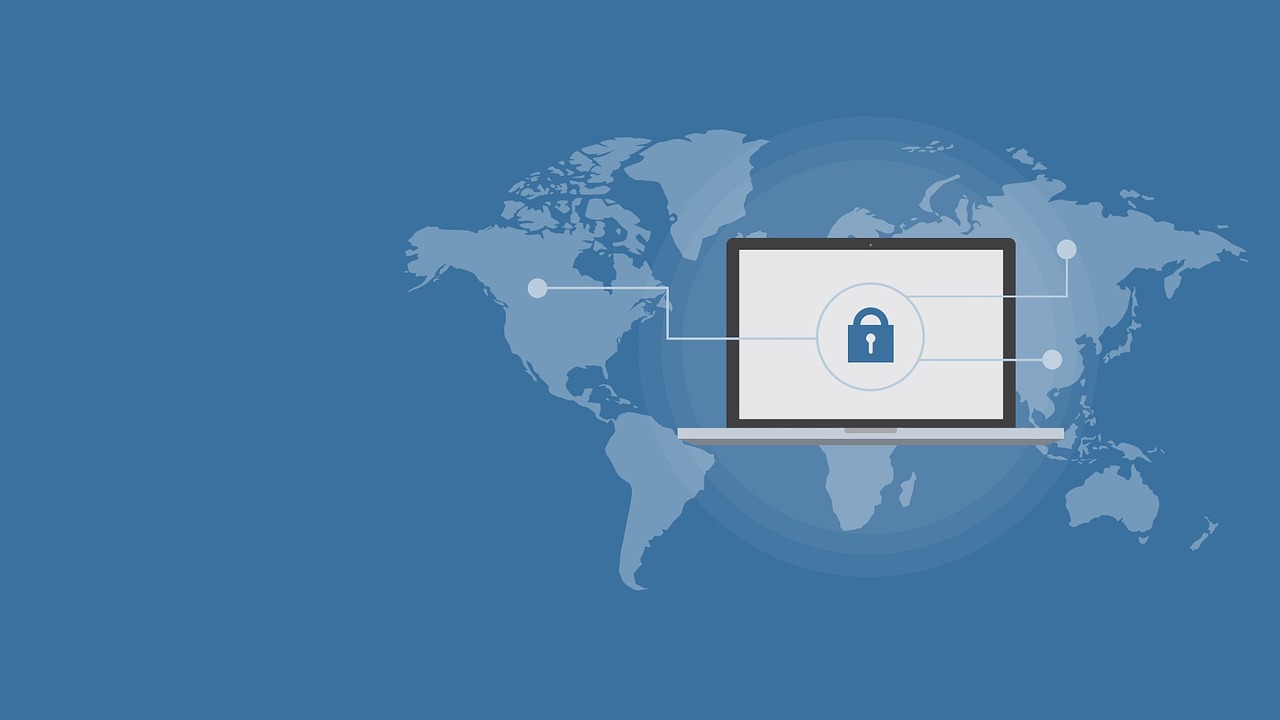 a laptop computer sitting on top of a world map, a digital rendering, by Joseph Henderson, pixabay, padlocks, shaded flat illustration, website banner, in front of a computer