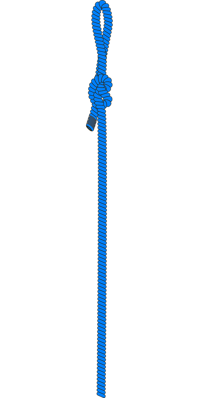 a blue rope with a knot on a black background, a digital rendering, by Andrei Kolkoutine, hurufiyya, a 15 foot tall, topdown, long arm, key still