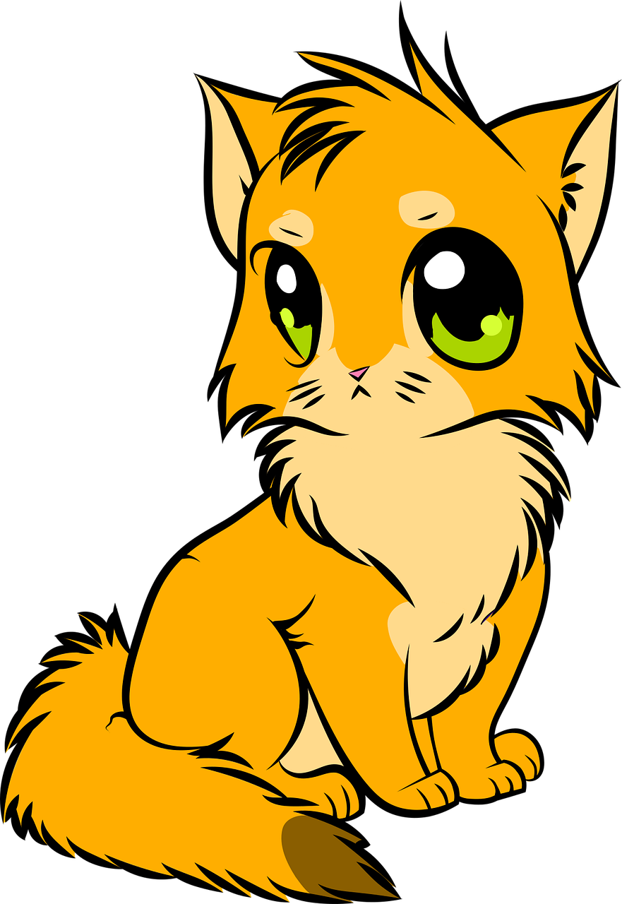 a yellow cat with green eyes sitting down, vector art, flickr, furry art, fox from league of legends chibi, !!! very coherent!!! vector art, screensaver, up close picture