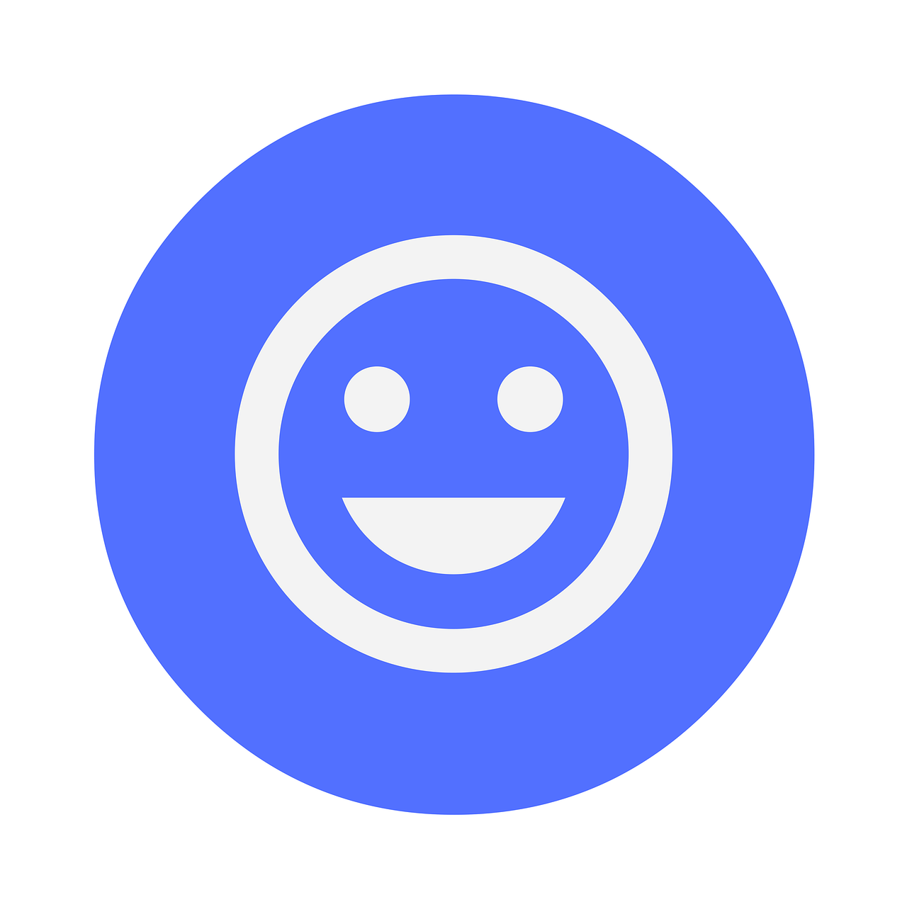 a smiley face in a circle on a white background, a picture, reddit, mingei, blue color theme, material design, white background and fill, ello