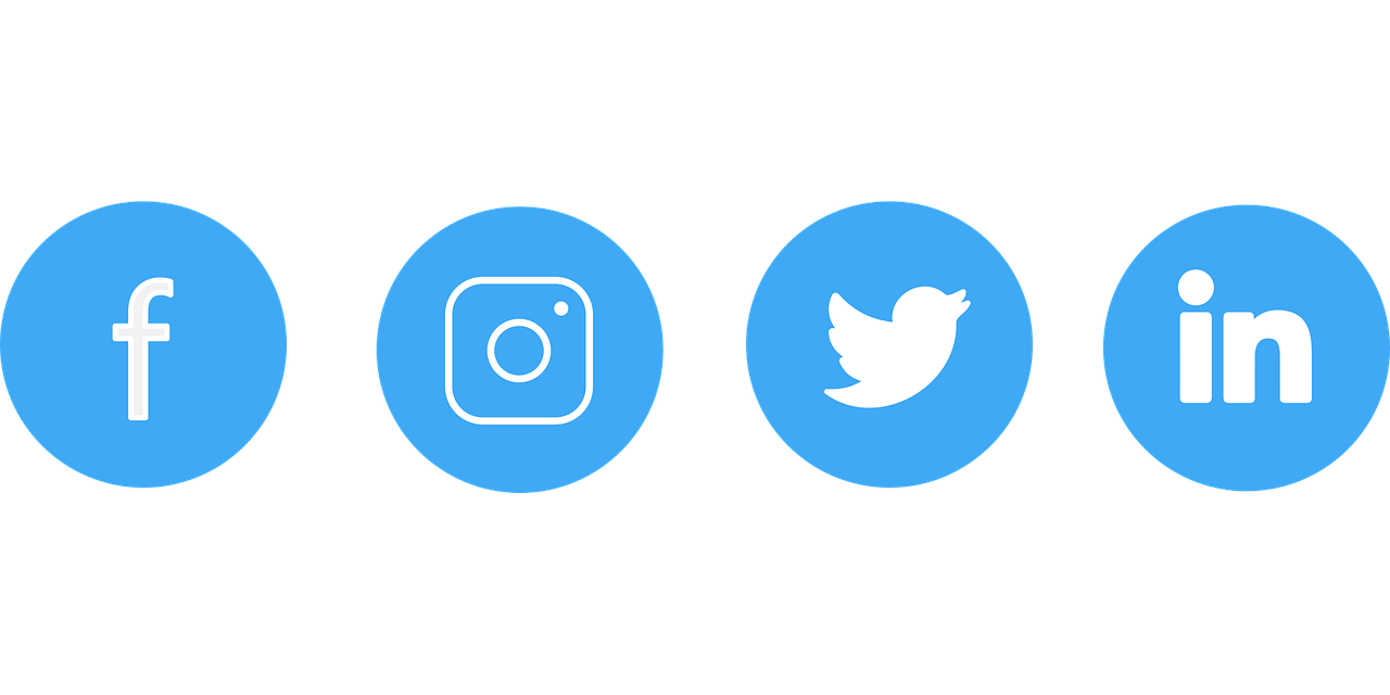 a number of social icons on a black background, by Paul Bird, instagram, black and cyan color scheme, あかさたなは on twitter, two, round