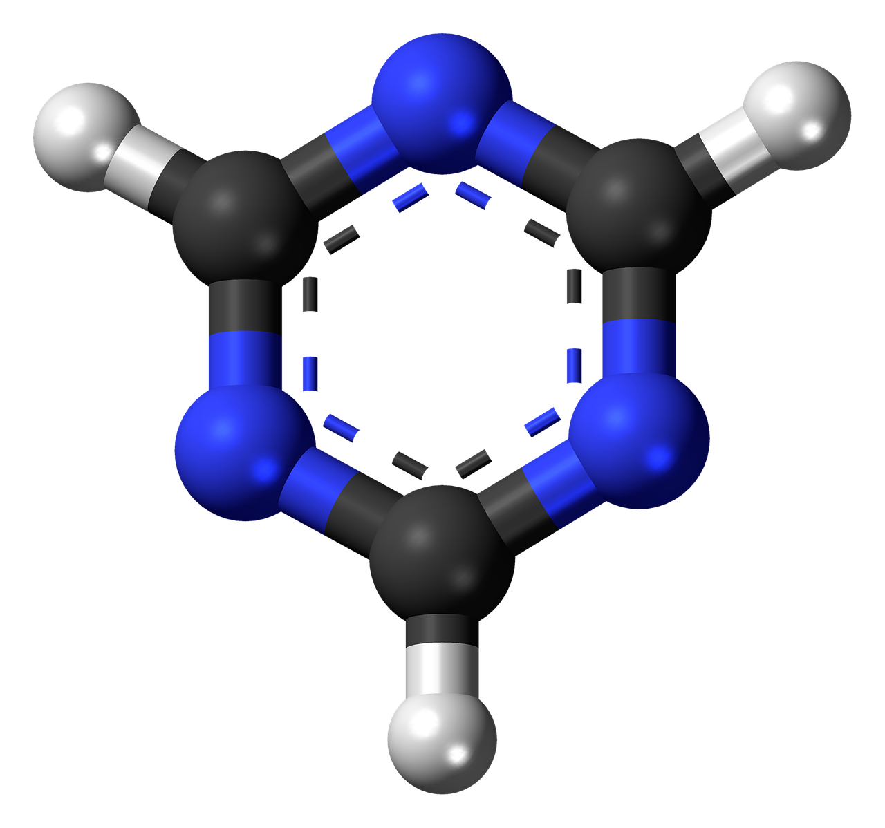 a close up of a model of a molecule, a raytraced image, bauhaus, blue and black color scheme, in style of monkeybone, symmetrical front view, family photo