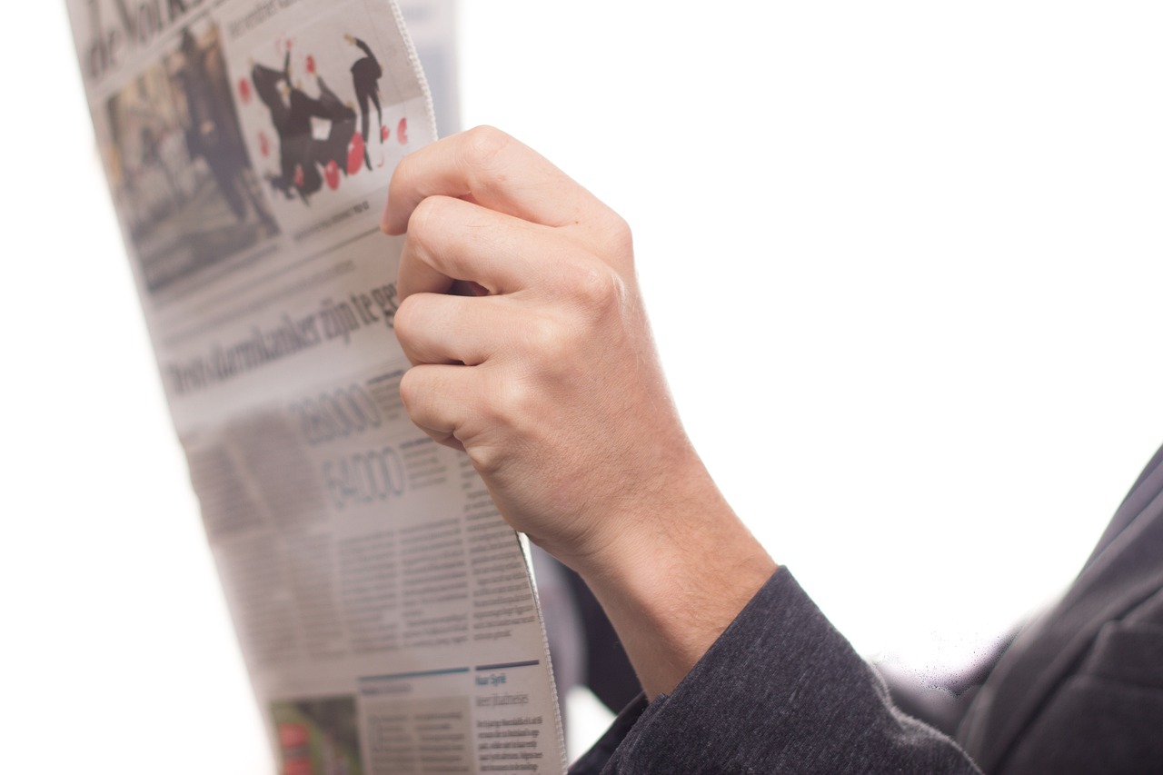 a close up of a person reading a newspaper, a picture, ad image, reaching, redering, gazeta