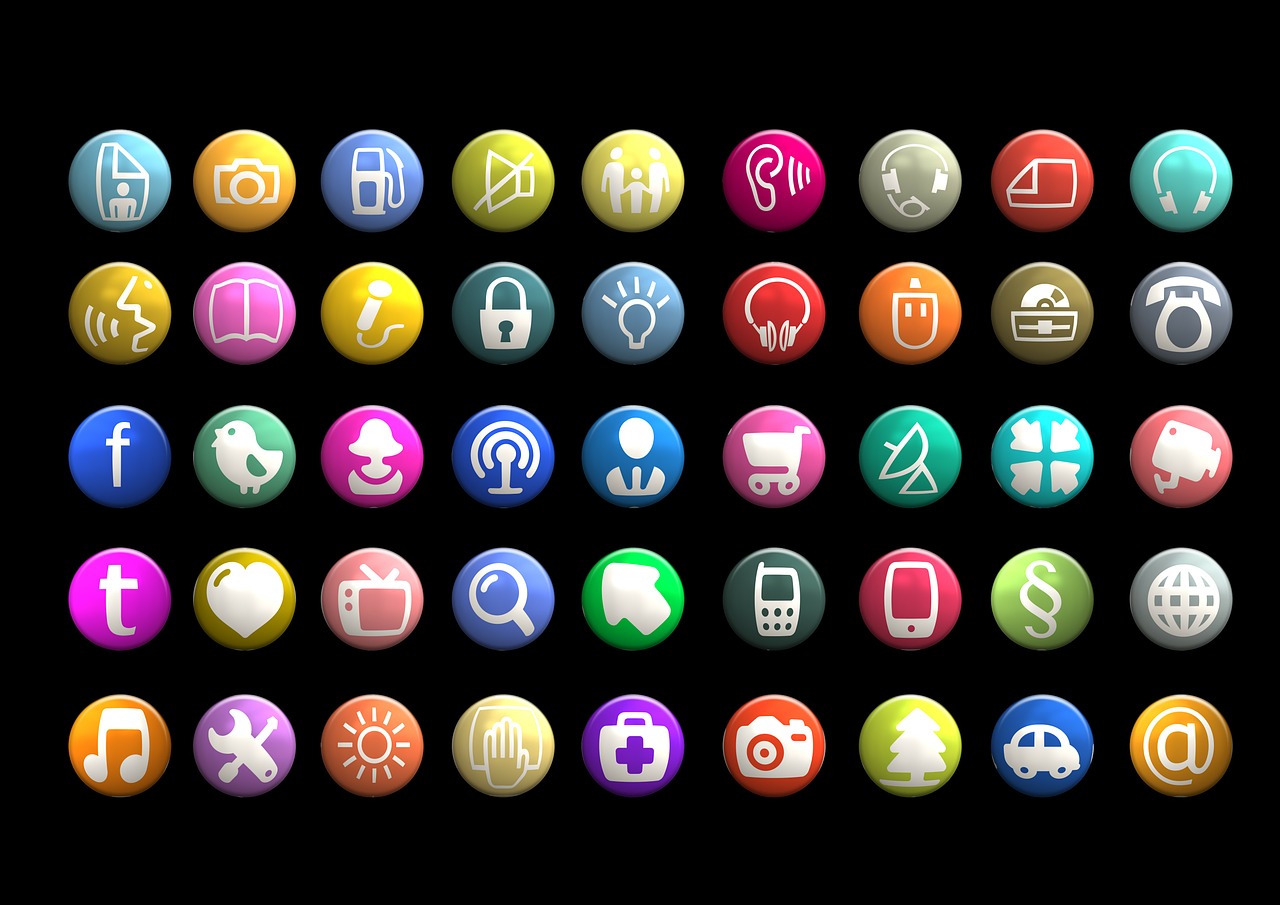 a bunch of different colored buttons on a black background, concept art, by John Button, flickr, computer art, corporate phone app icon, created in adobe illustrator, round format, hieroglyphic signs