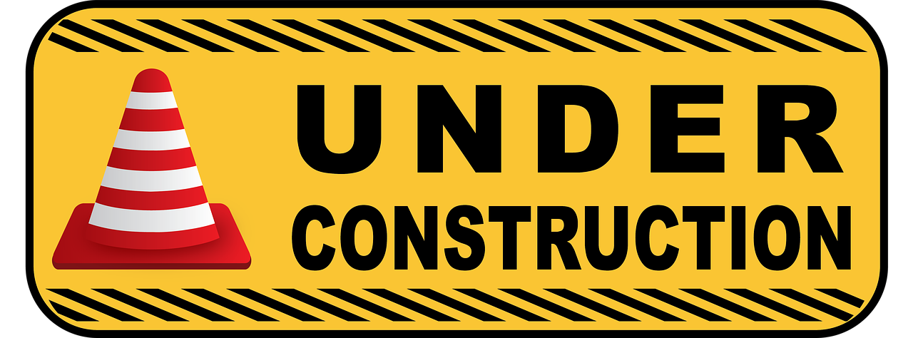 an under construction sign with a traffic cone, a stock photo, by Linda Sutton, shutterstock, modular constructivism, money, runic, pond, round-cropped