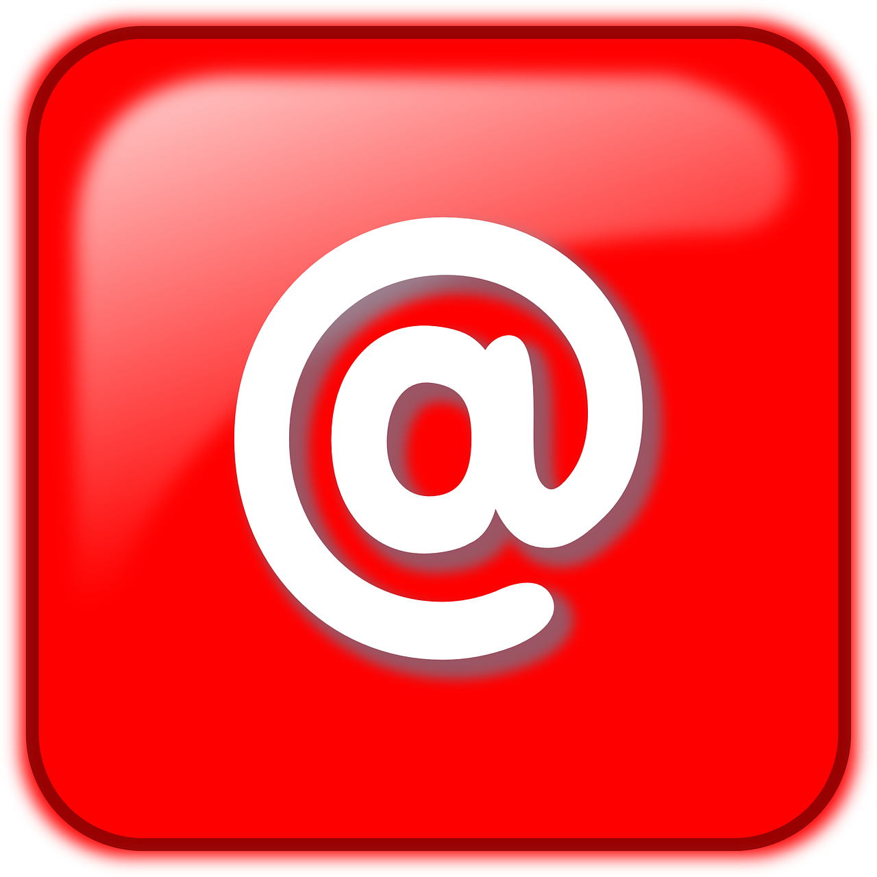 a red square button with a white at sign, a photo, pinterest, computer art, email, calf, aaaaaaaaaaaaaaaaaaaaaa, lightbox