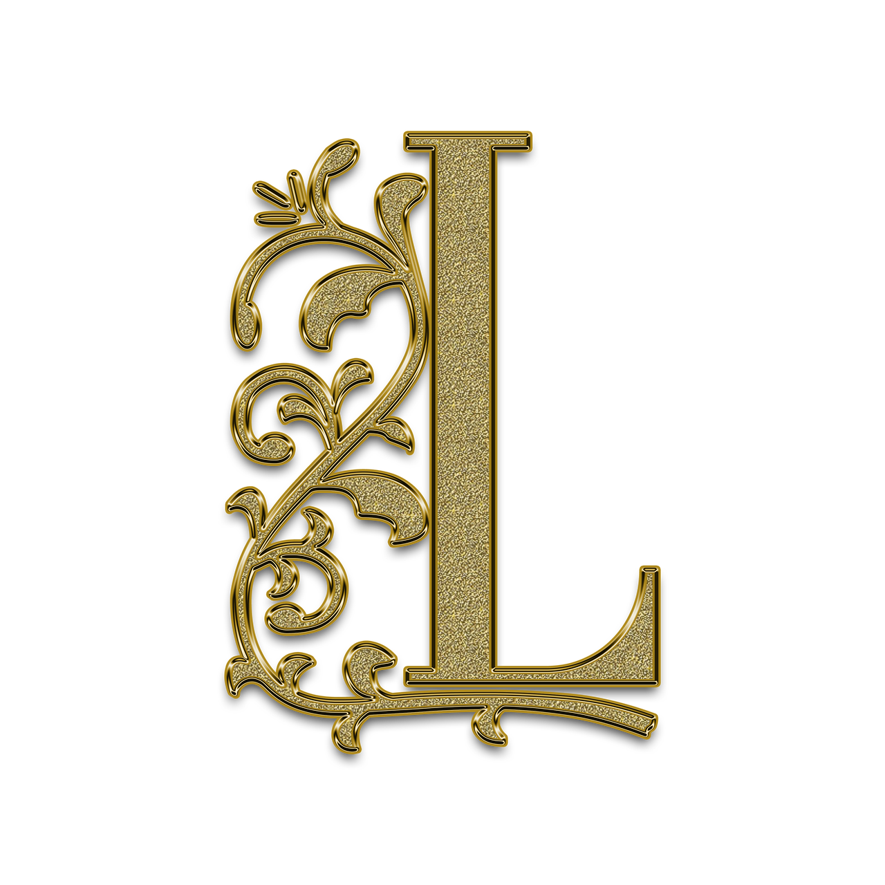 a golden letter l on a black background, a digital rendering, inspired by Louis Eilshemius, letterism, intricate engraving, - 6