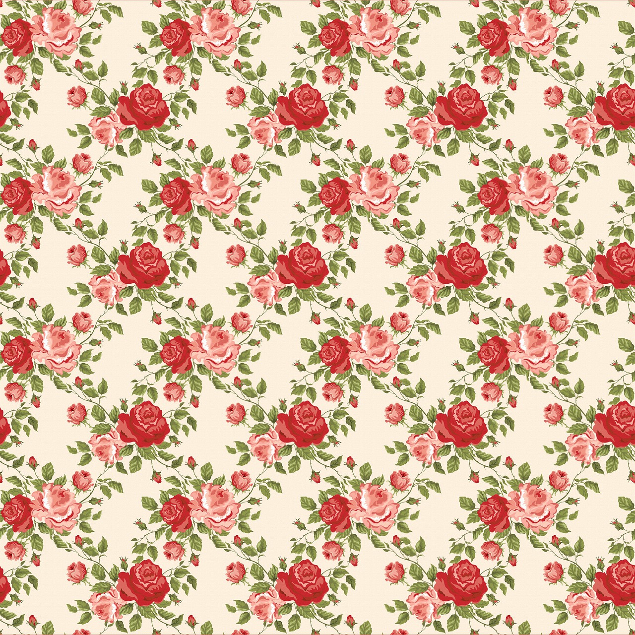 a pattern of roses on a white background, a digital rendering, inspired by Annie Rose Laing, crimson and ecru color scheme, vintage!, hd screenshot, : :