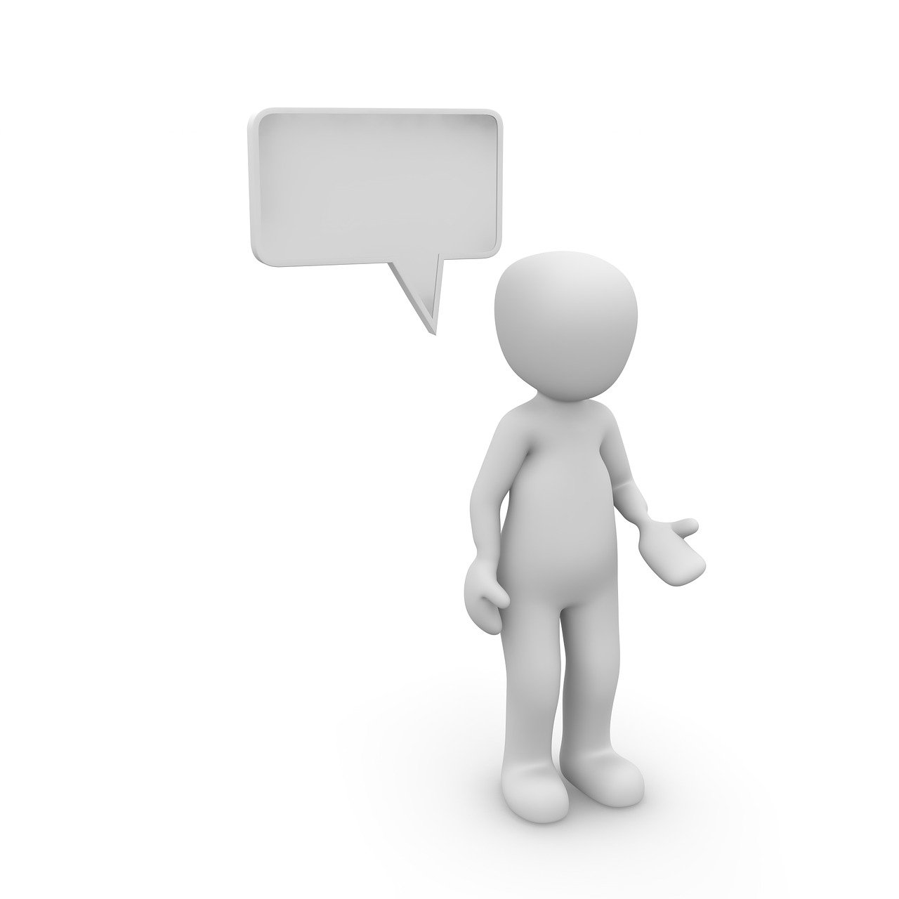a person with a speech bubble above his head, a picture, ambient occlusion:3, computer generated, detailed character, customers