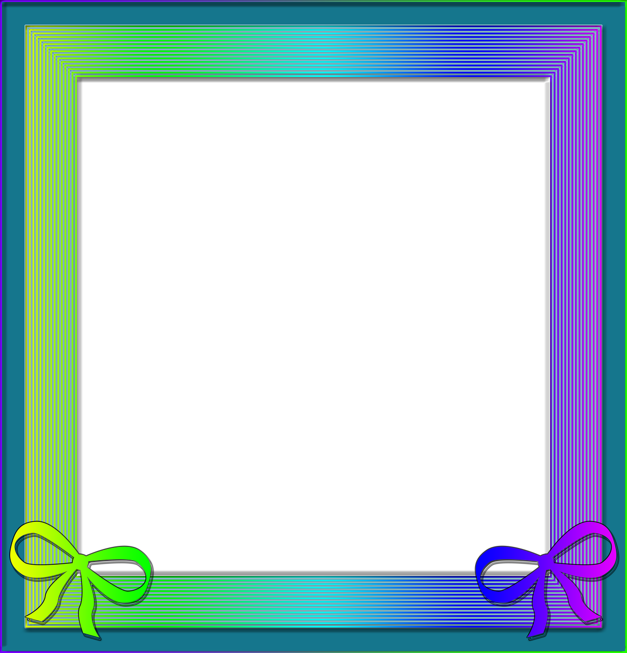 a rainbow colored frame with a bow on it, flickr, computer art, black blue green, no gradients, square pictureframes, black backround. inkscape