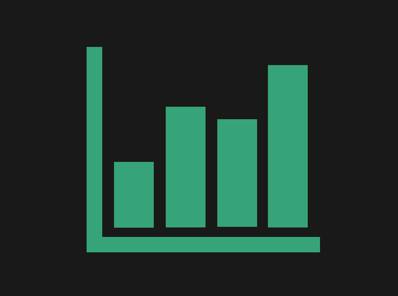 a green bar chart on a black background, trending on unsplash, renaissance, icon for an ai app, curated collections, infographics. logo, daily life