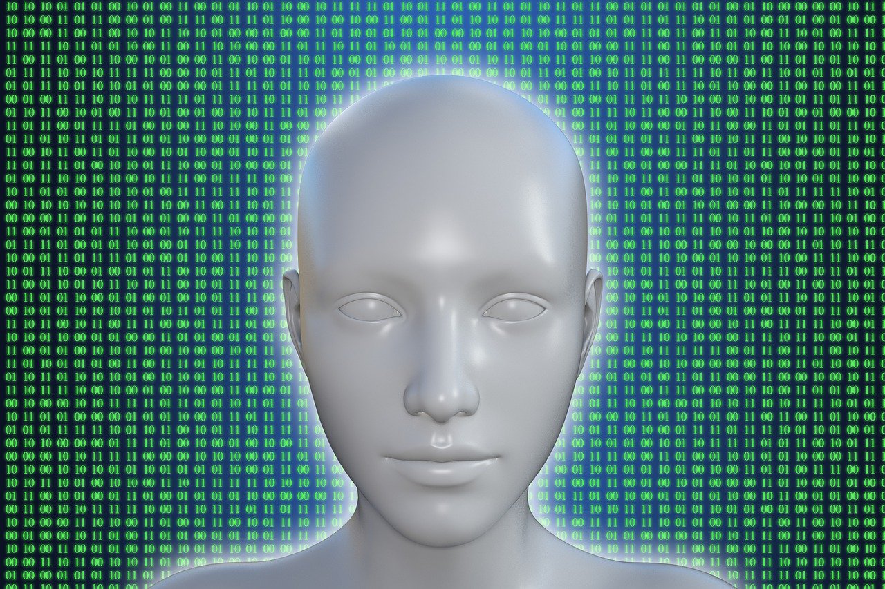 a white mannequin head in front of a green background, a digital rendering, by Julian Allen, digital art, green matrix code, on a mannequin. high quality, humanoid form, shrek as neo from the matrix