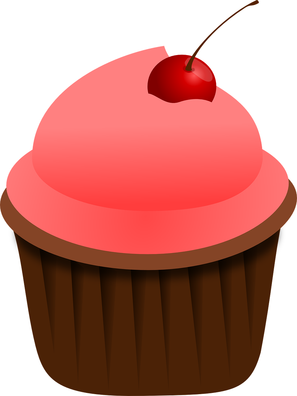 a cupcake with a cherry on top, pixabay, digital art, ice cream on the side, ( ( dark skin ) ), peach, red color theme