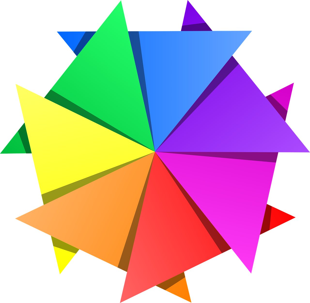 a multicolored star on a black background, inspired by Johannes Itten, computer art, ideal polyhedron, drawn in microsoft paint, solid color background, ixions wheel