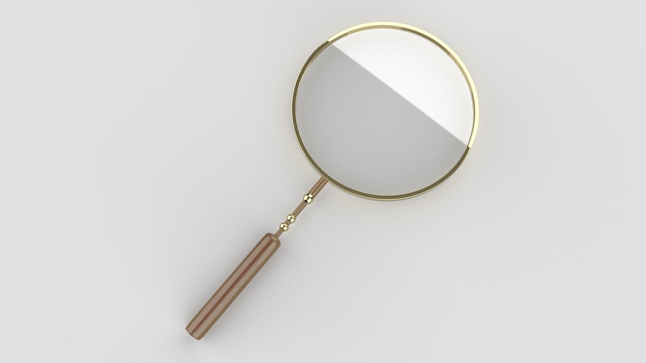 a magnifying glass with a wooden handle, a raytraced image, by jeonseok lee, 3 d model, mirror texture, high quality product image”, inspect in inventory image