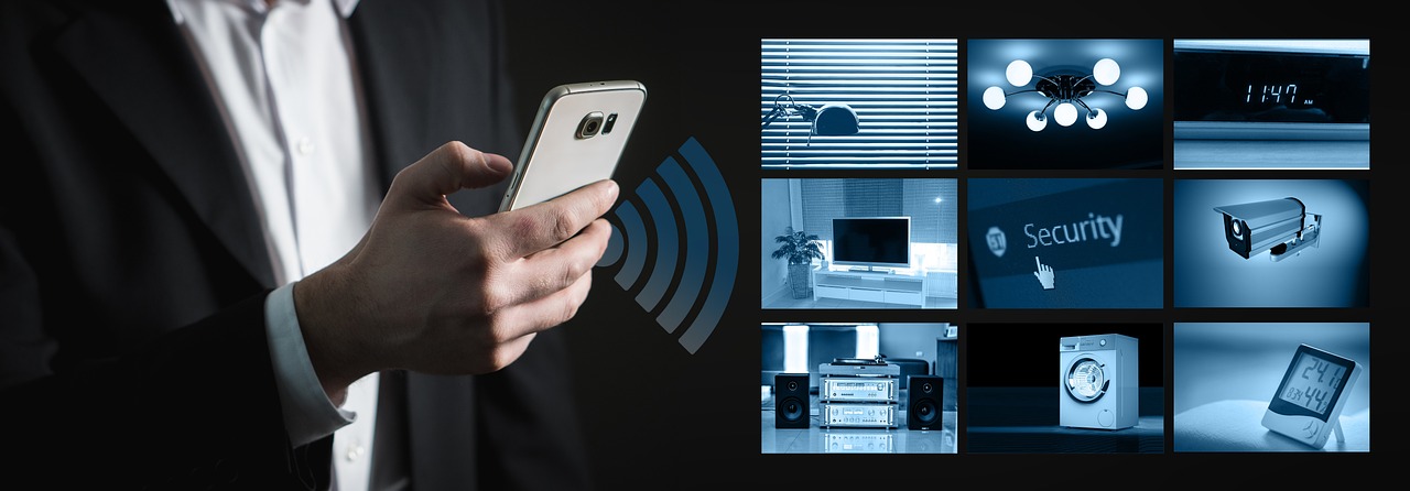 a man in a suit holding a cell phone, a hologram, pixabay, bauhaus, security cam footage, apartment with black walls, wifi icon, placed in a living room